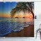 Ambesonne Hawaiian Shower Curtain, Pacific Sunrise at Lanikai Beach Colorful Sky Wavy Ocean Surface Scene Summer Lover, Cloth Fabric for Bathroom Home Decor Set with Hooks, 69" W x 70" L, Blue Brown